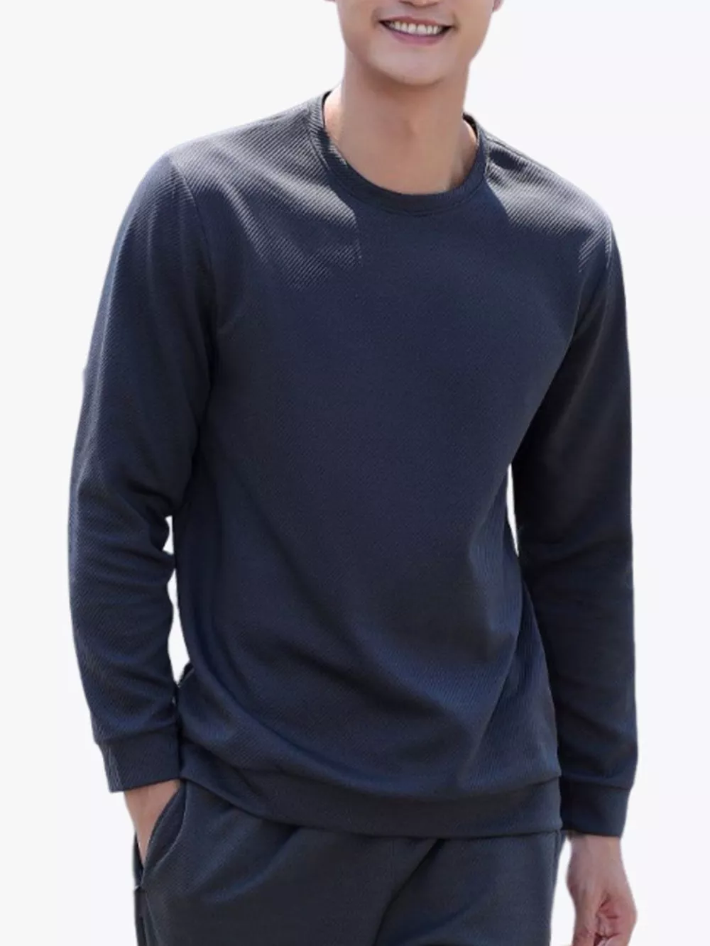 Men's Full Size Casual Solid Color Long Sleeve Sweatshirt Plus Size, image 5