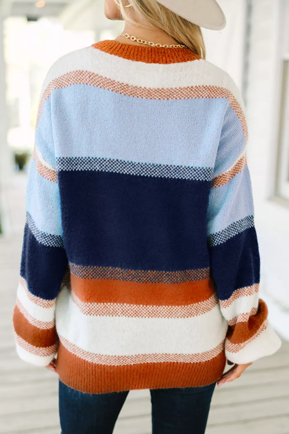 Color Block Round Neck Tunic Sweater, image 2