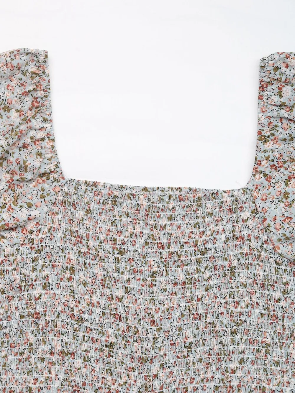 Ditsy Floral Smocked Square Neck Puff Sleeve Jumpsuit, image 2
