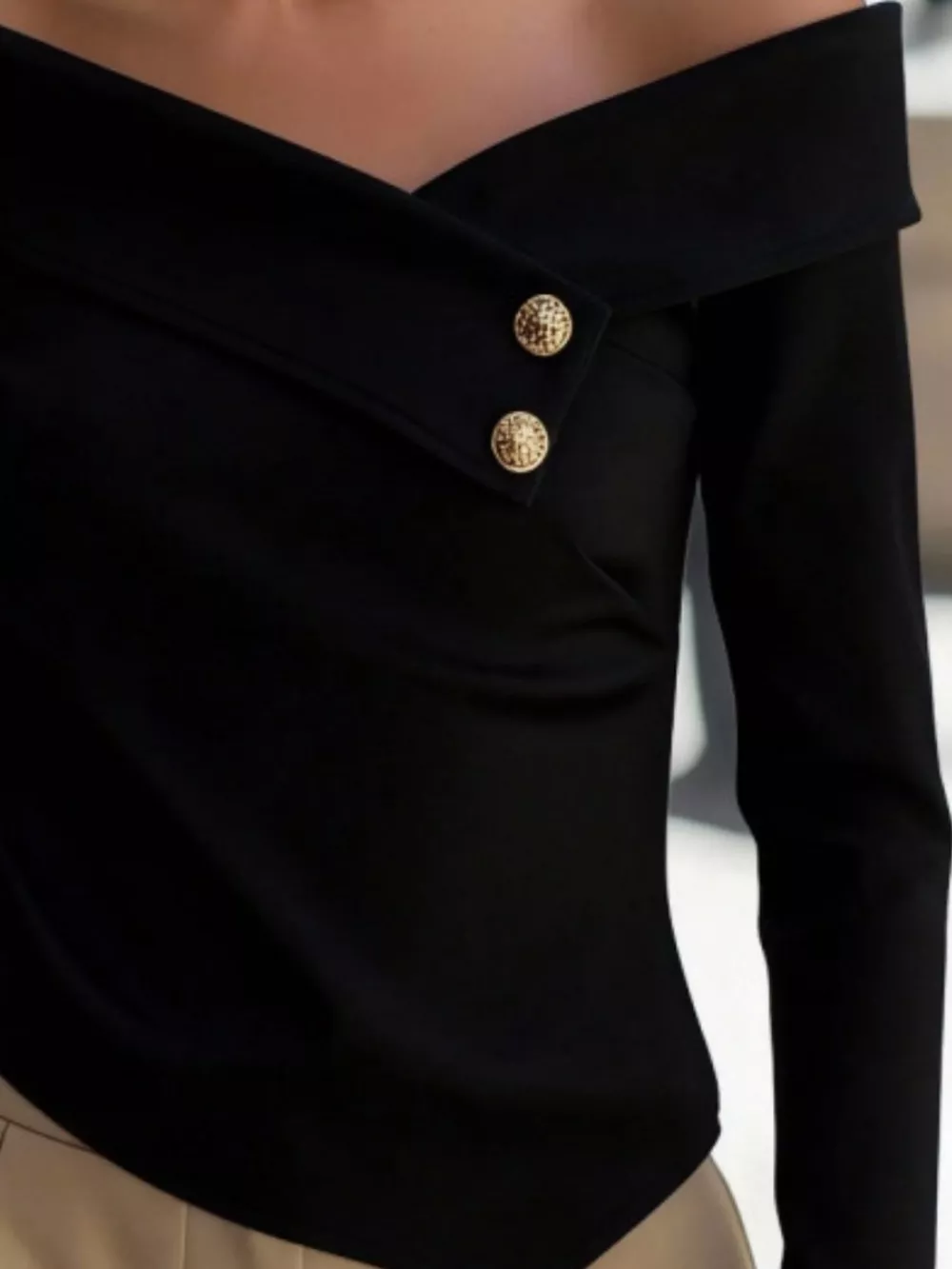 Off-Shoulder Button Detail Blouse, image 6