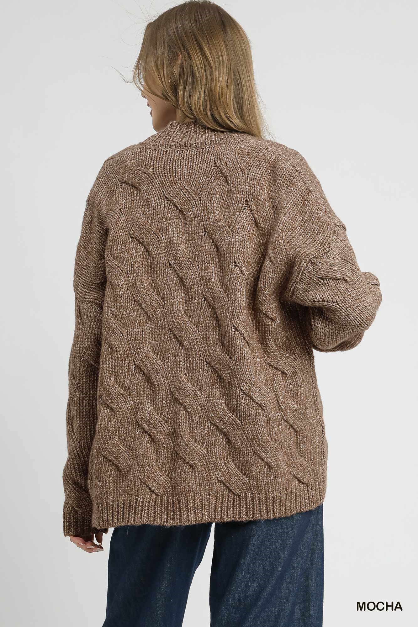 Chunky Cable Knit Open Front Cardigan, image 3