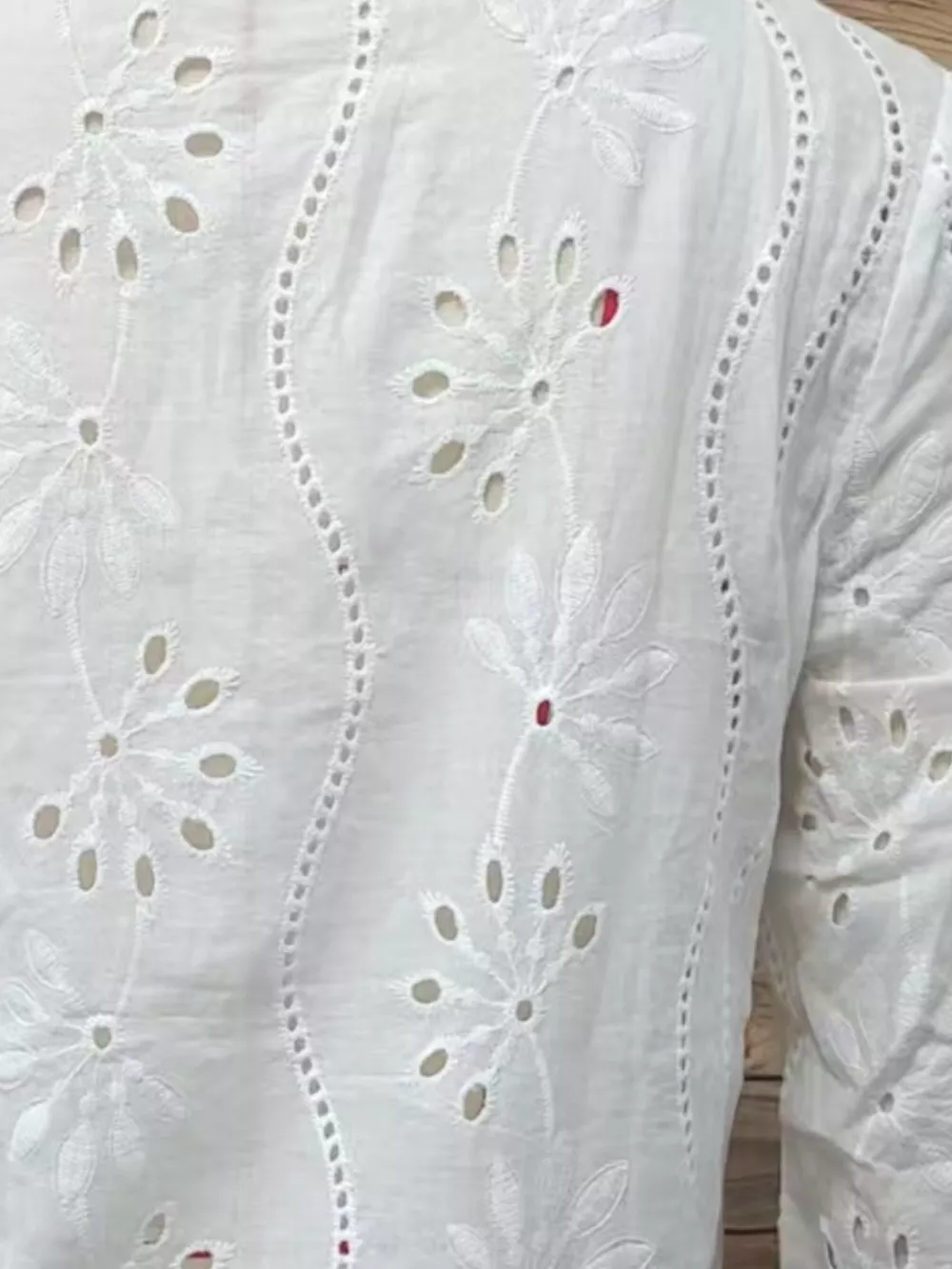 Full Size Embroidered Eyelet Long Sleeve Blouse Plus Size, image 3
