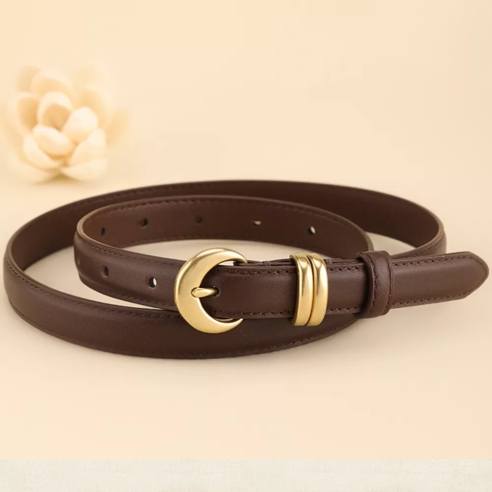 Leather Belt with Golden Buckle, image 4