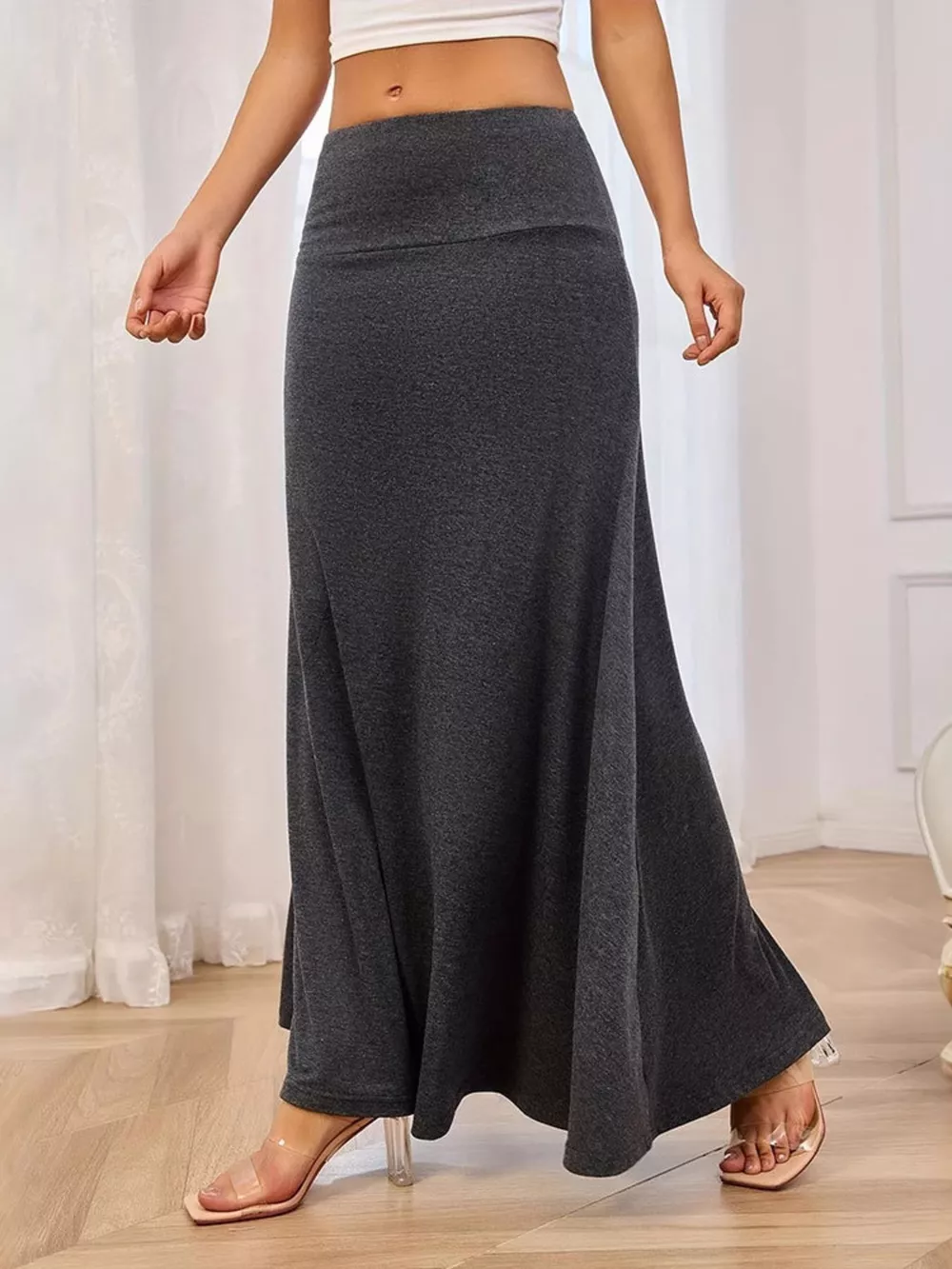 Flowy Maxi Skirt with Wide Waistband, image 2