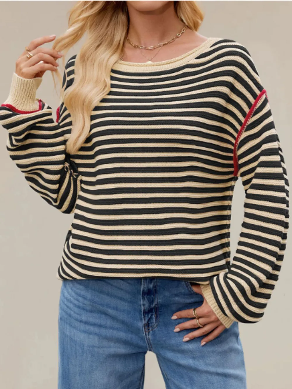 Slit Striped Oversized Sweater, image 8