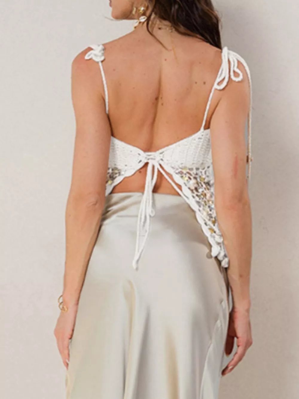 Sequin Crochet Knit Cami, image 8