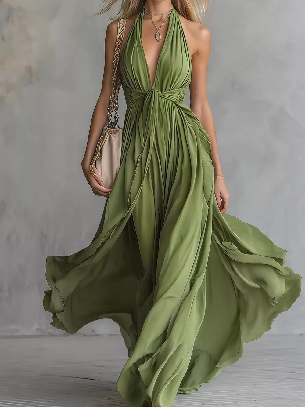Crisscross Back Ruched Maxi Dress, image 7
