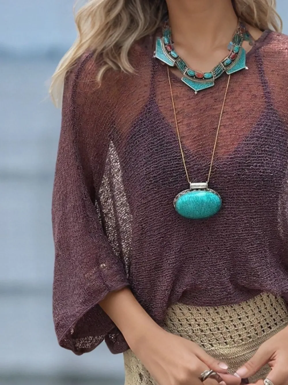 Round Neck Long Sleeve Cover-Up, image 4