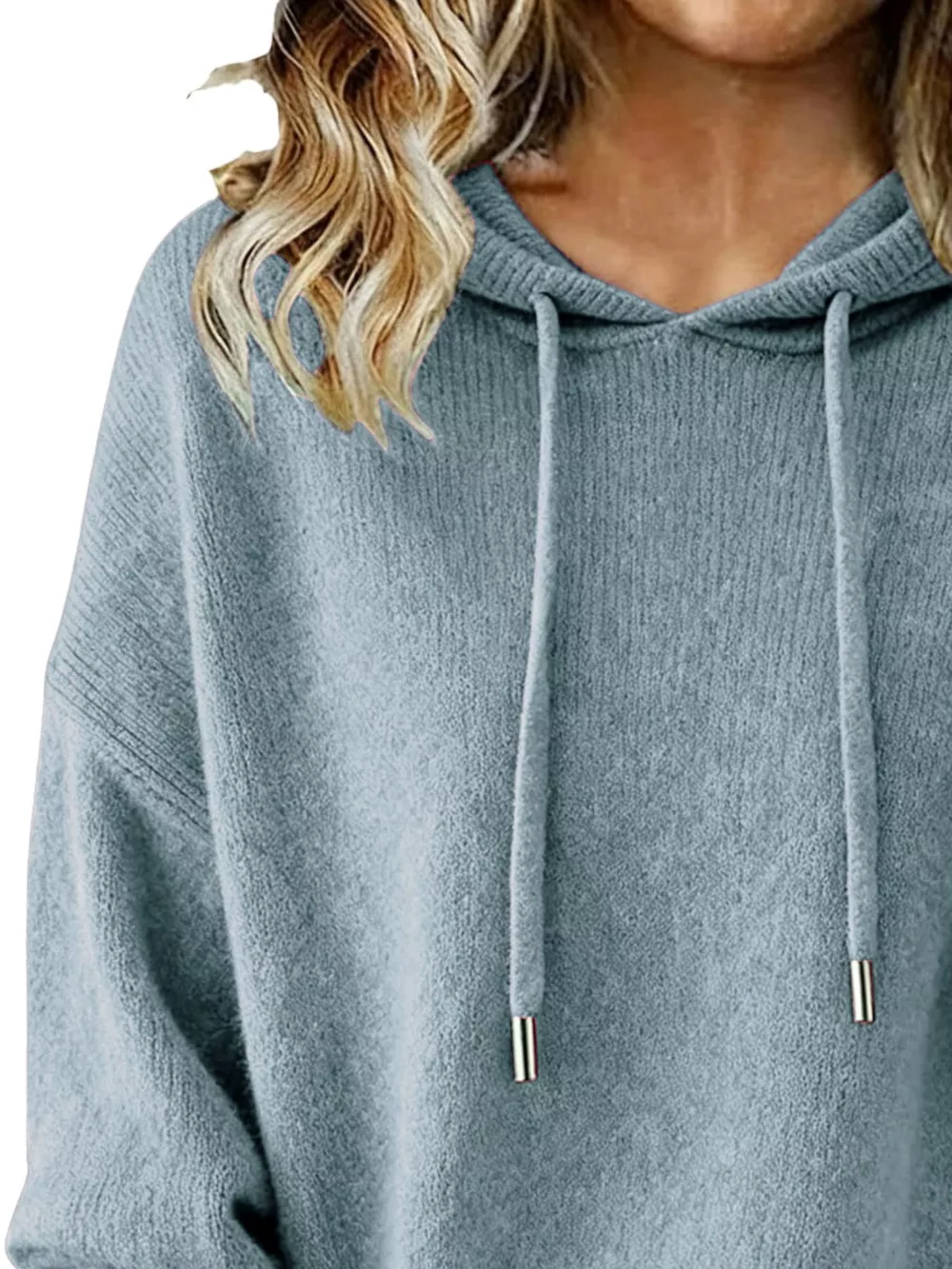 Drawstring Long Sleeve Hooded Sweater, image 9