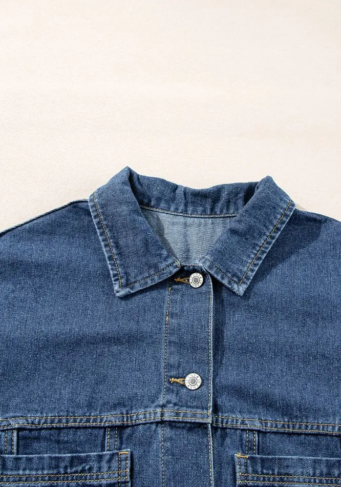 Pocketed Button Up Denim Jacket, image 7