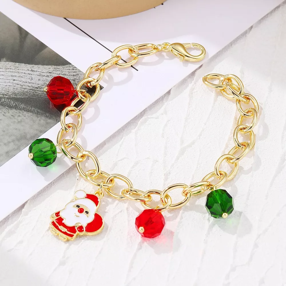 Christmas Santa Snowman Bracelet with Colorful Crystal, image 3
