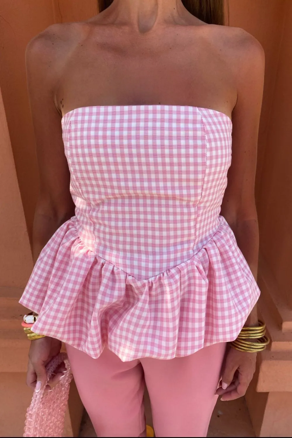 Smocked Back Bubble Hem Tube Top, image 6