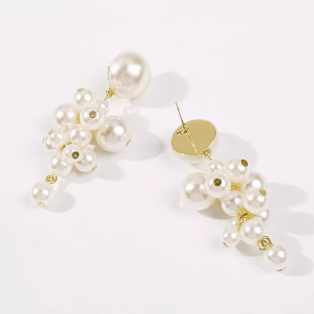 Pearl Cluster Dangle Earrings, image 5