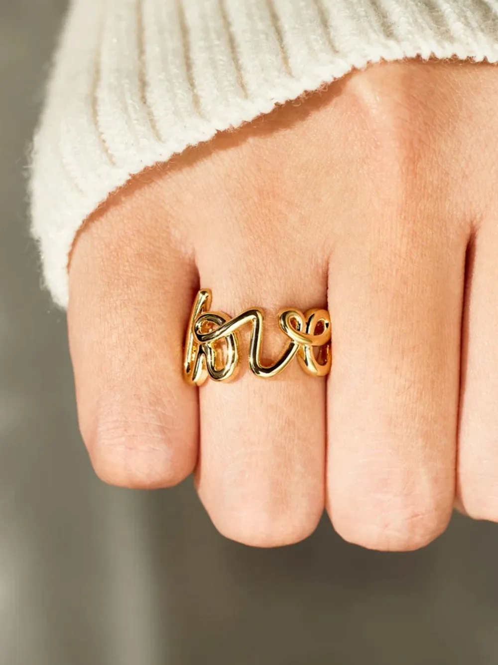 LOVE 18K Gold-Plated 925 Sterling Silver Ring, image 2