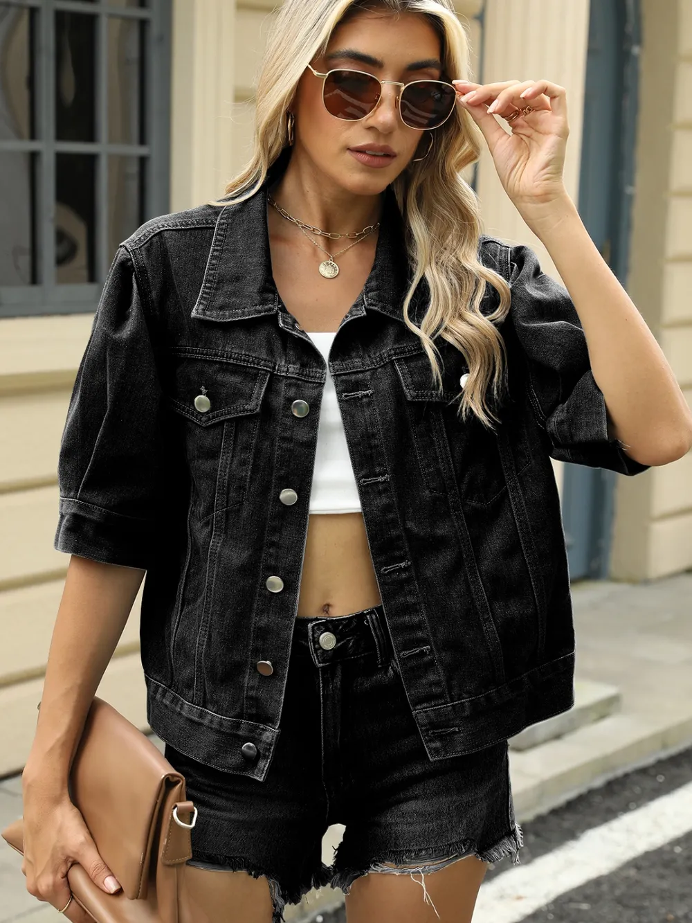 Button Down Washed Denim Jacket, image 4