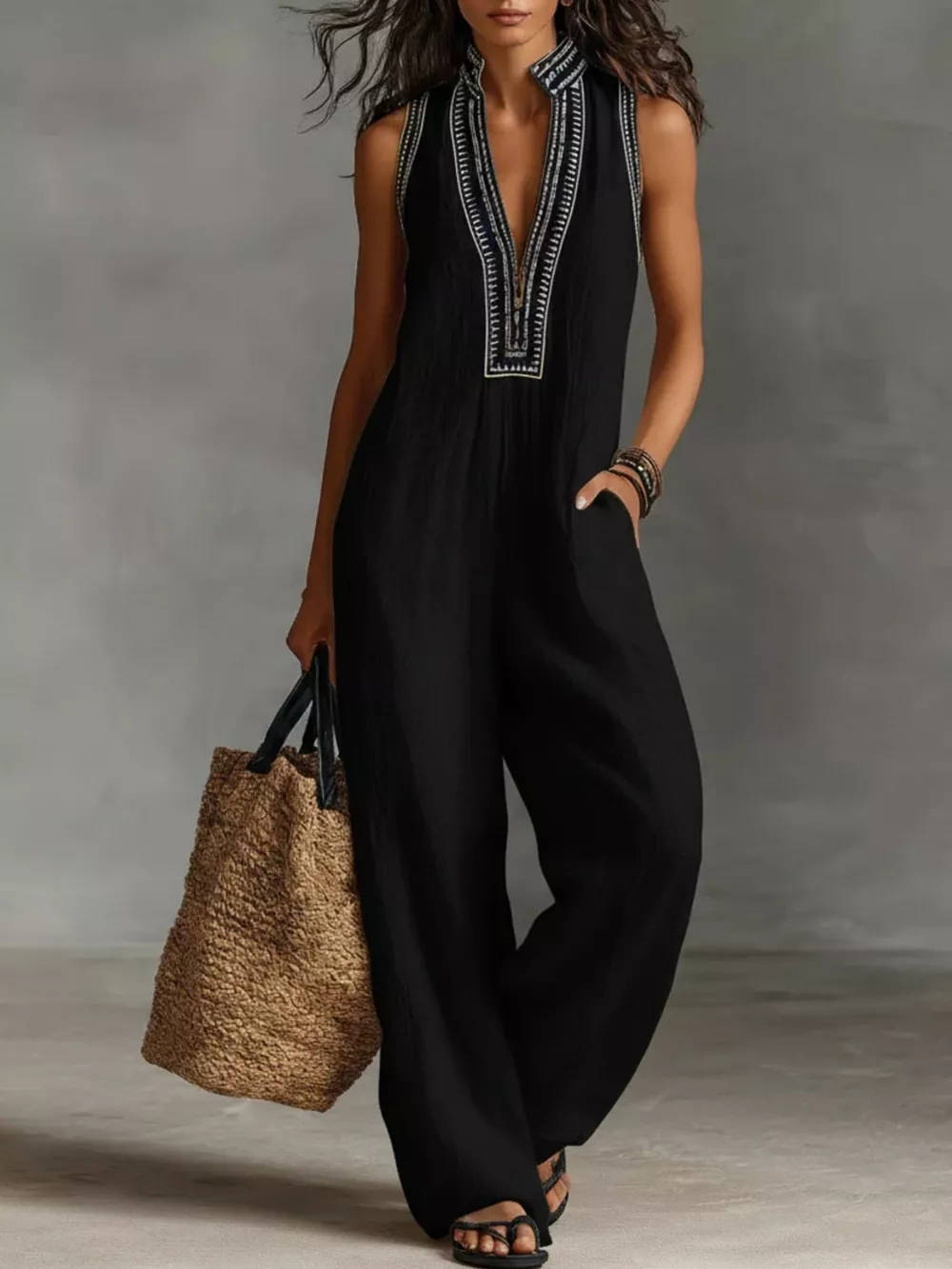 Full Size Sleeveless Wide-Leg Jumpsuit Plus Size, image 7