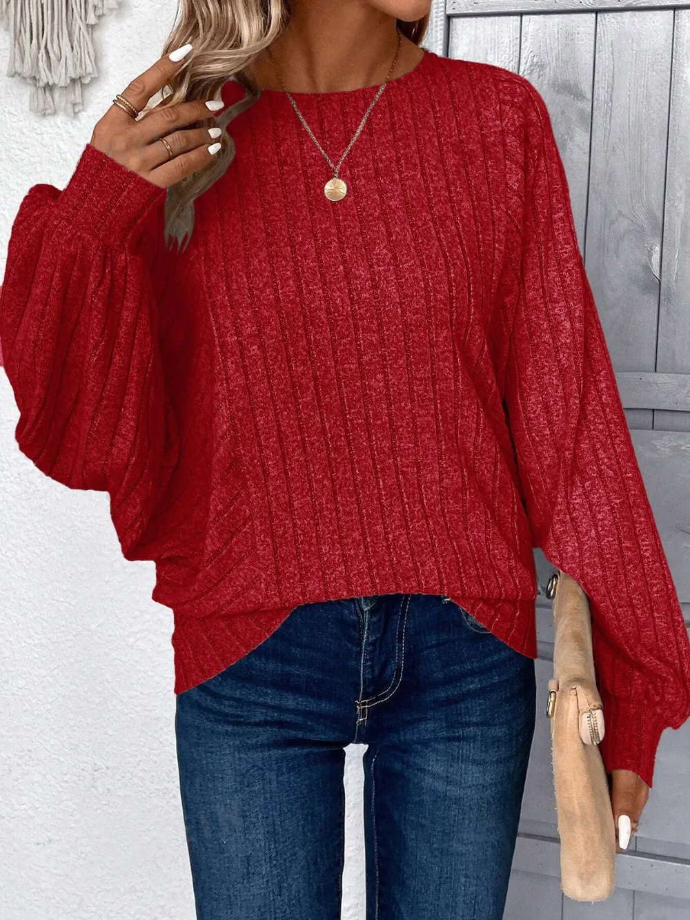 Plus Size Round Neck Batwing Sleeve T-Shirt, image 5