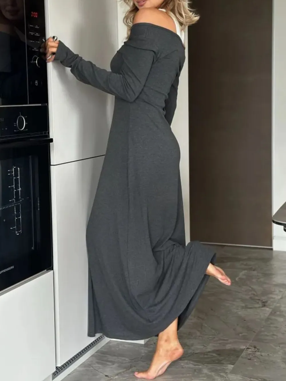 Contrast Long Sleeve Maxi Dress, image 15