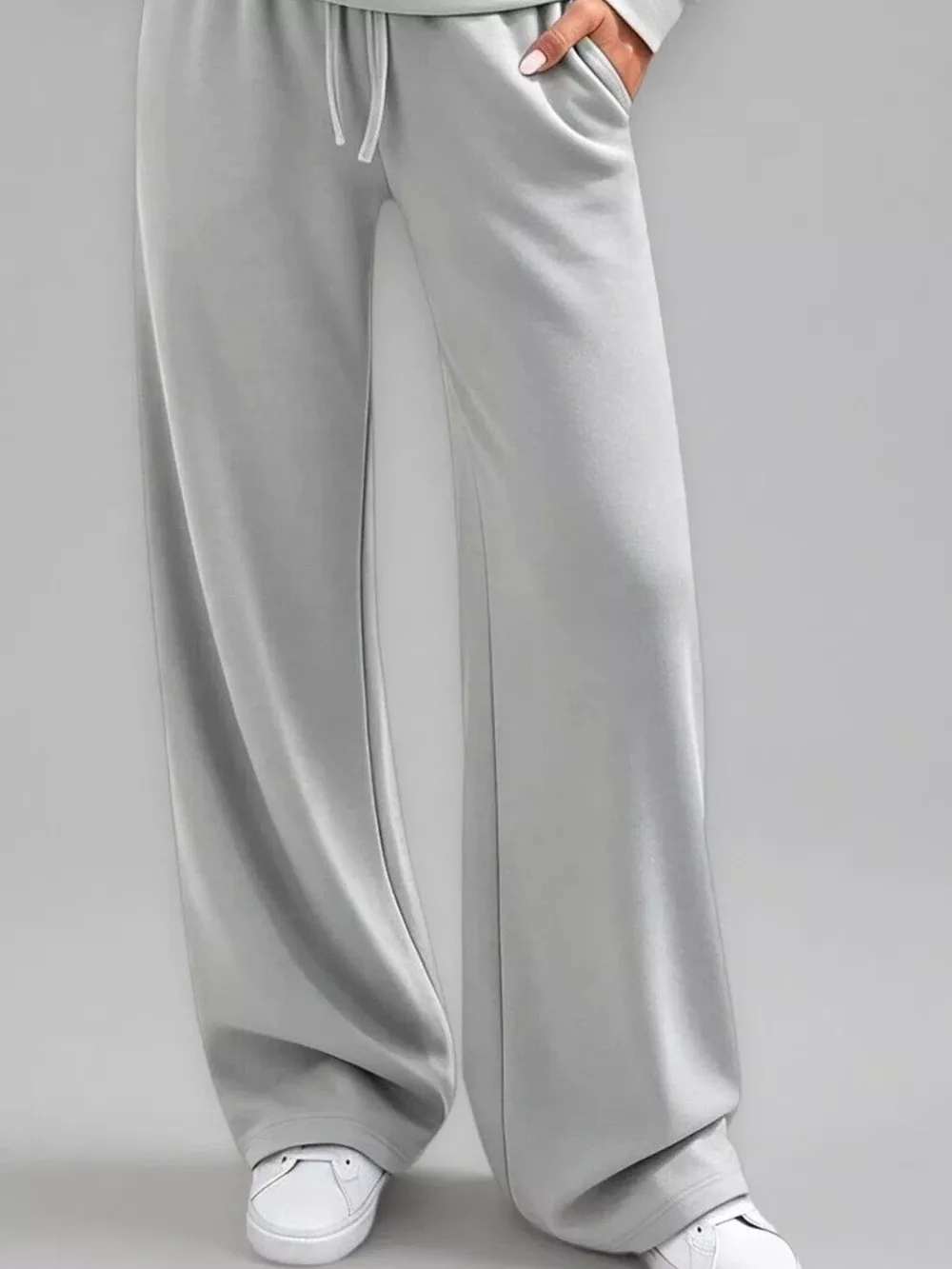 Button Detail Dropped Shoulder Top and Pants Set, image 8