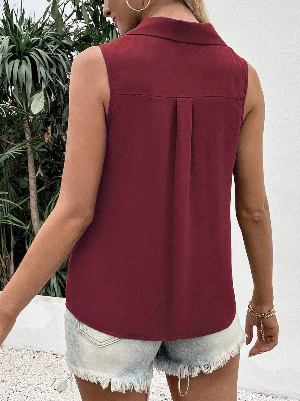 Full Size Johnny Collar Button Up Tank, image 7