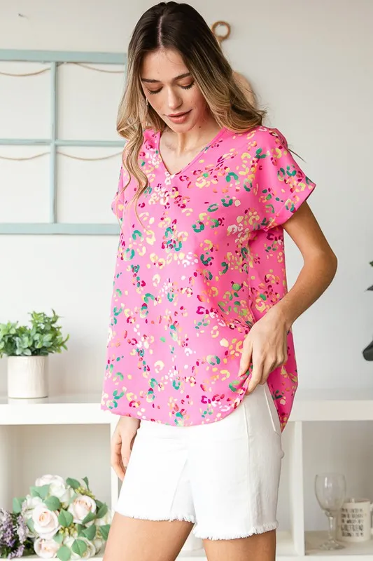 Full Size Animal print V-Neck Short Sleeve T-Shirt Plus Size, image 14