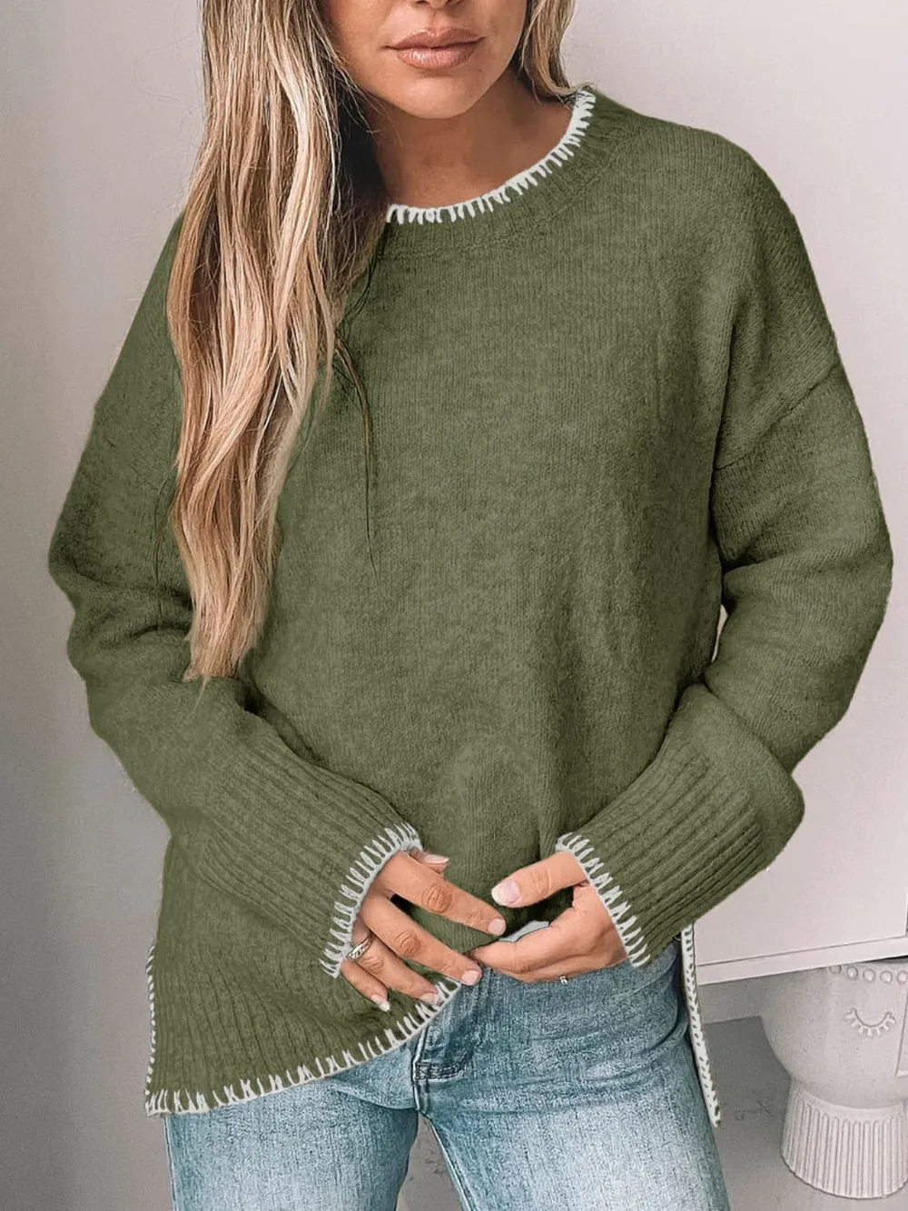 Round Neck Long Sleeve Sweater, image 5