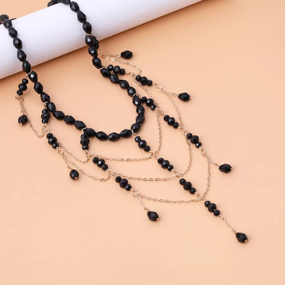 Beaded Choker Necklace with Draping Chains, image 5