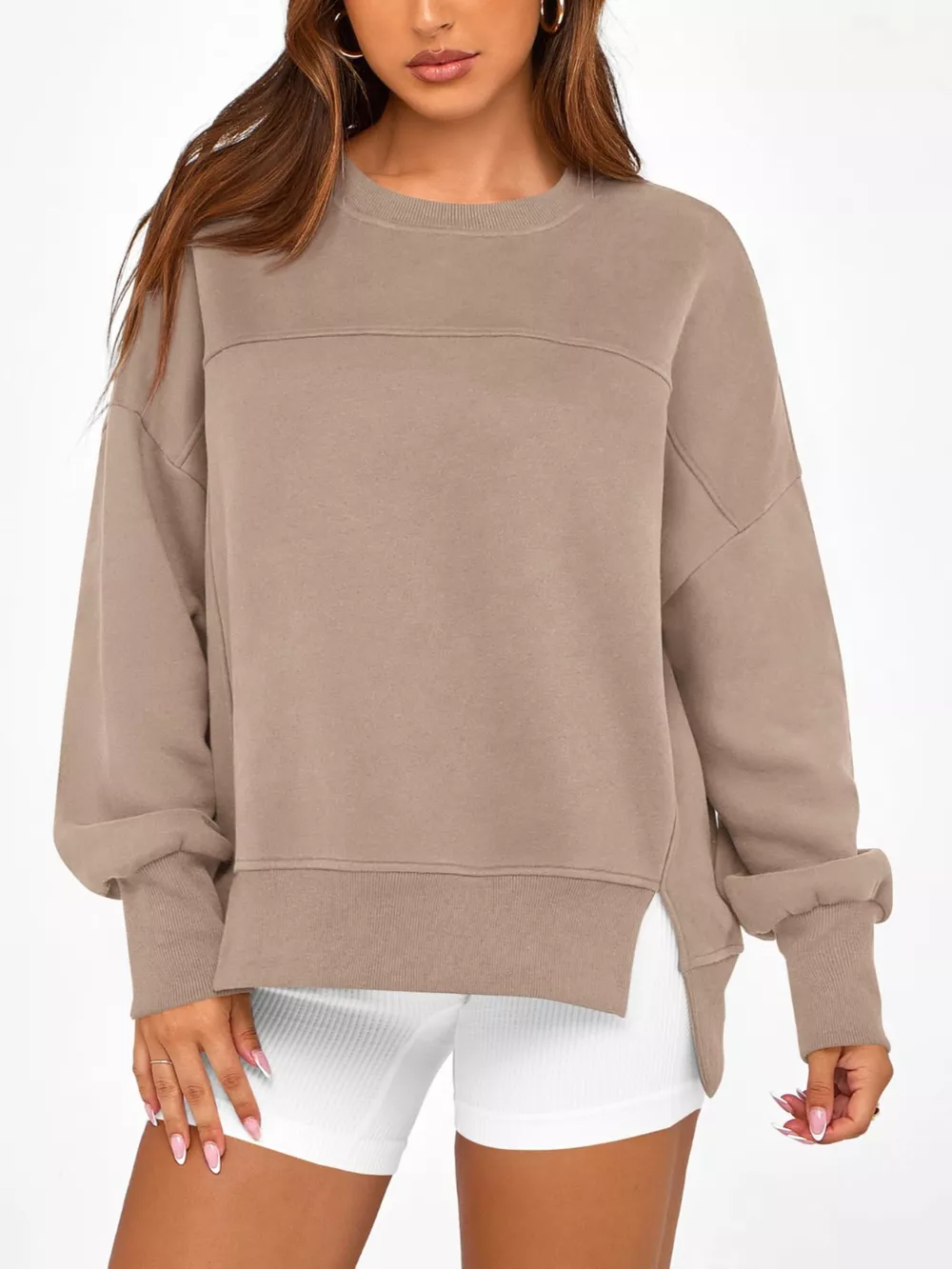 Casual Loose Side Slit Sweatshirt, image 28