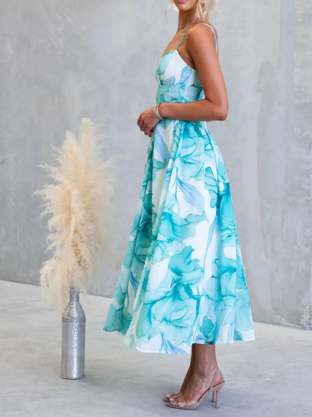 Floral Print Spaghetti Strap Midi Dress, image 7
