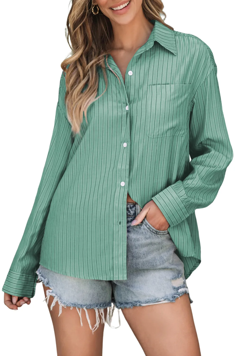 Striped Button Up Long Sleeve Shirt, image 12