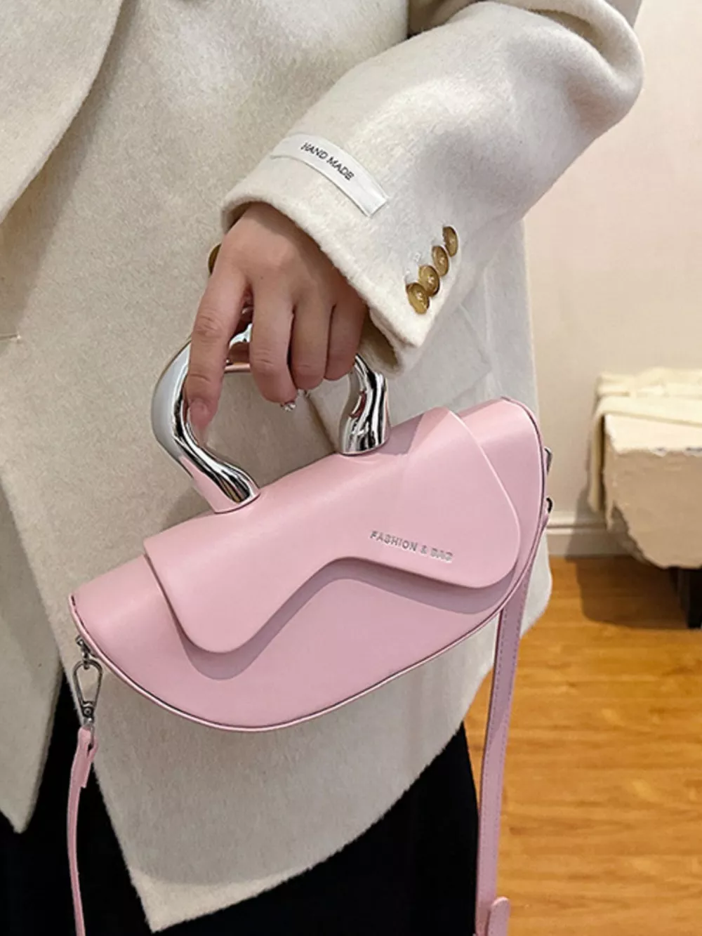 Half-Moon Crossbody Bag with Handle, image 6