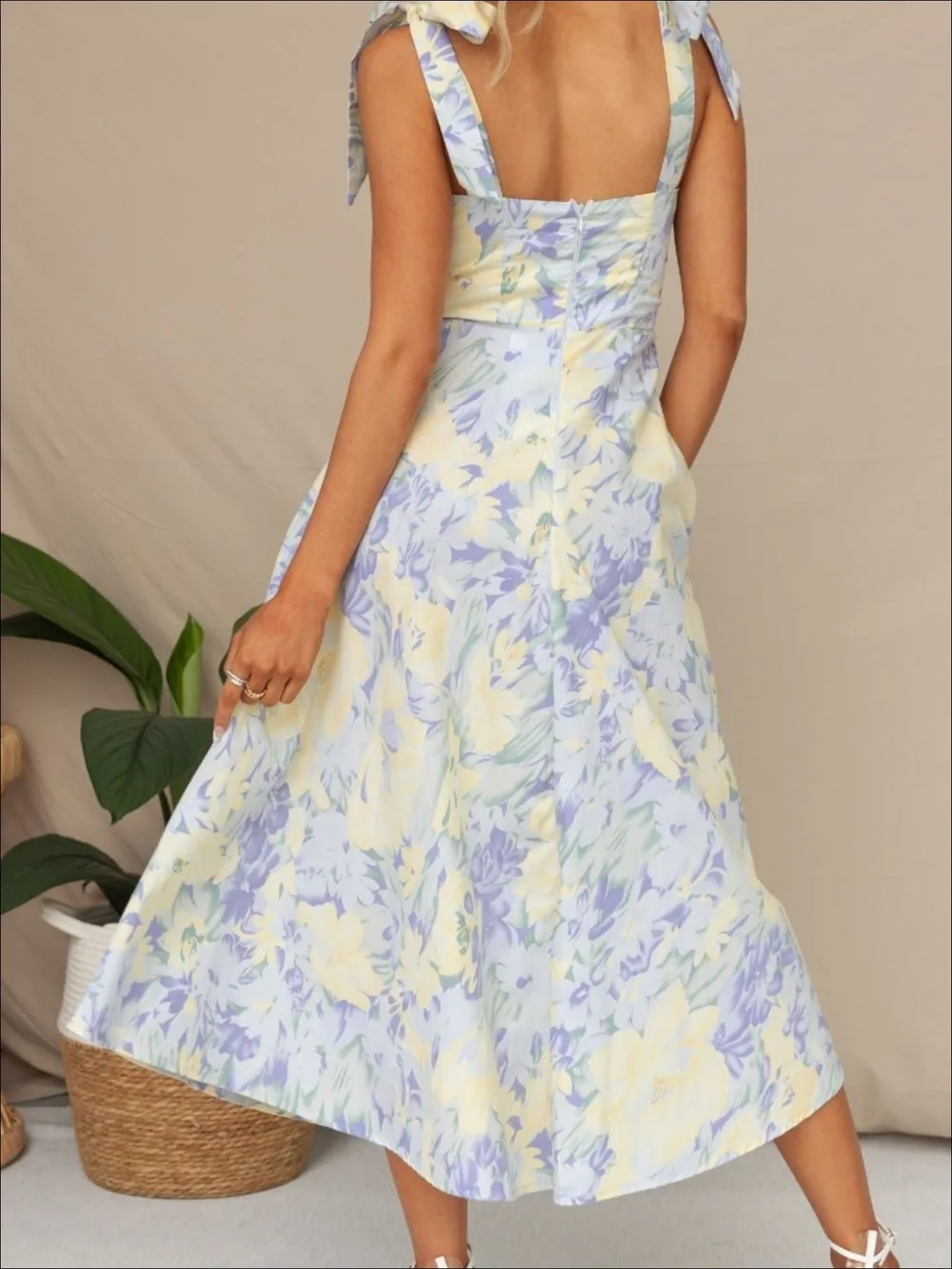 Tie-Shoulder Sweetheart Neck Summer Dress, image 3