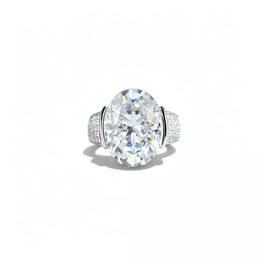 10 Carat Moissanite 925 Sterling Silver Oval Cut Ring, image 8