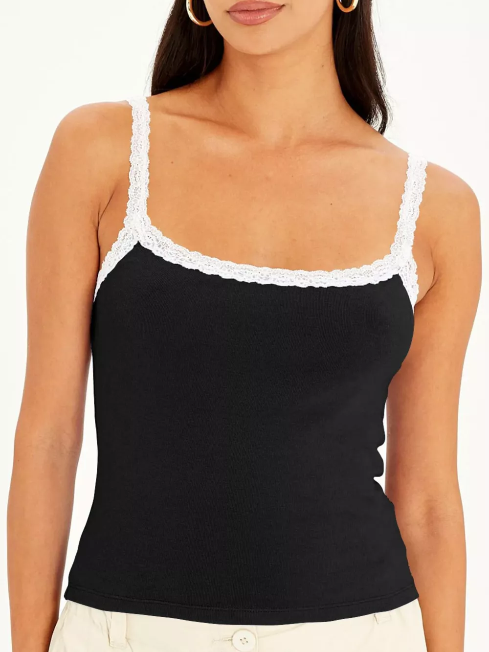 Lace Detail Contrast Trim Cami, image 9