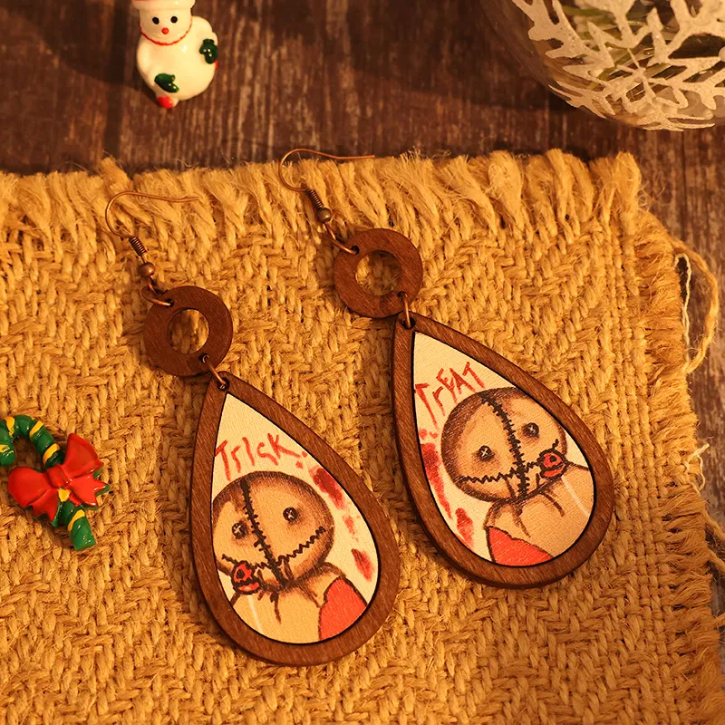 Wooden Teardrop Shape Earrings, image 4