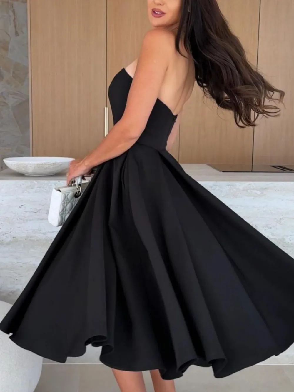 Solid Color Tube Midi Dress, image 9