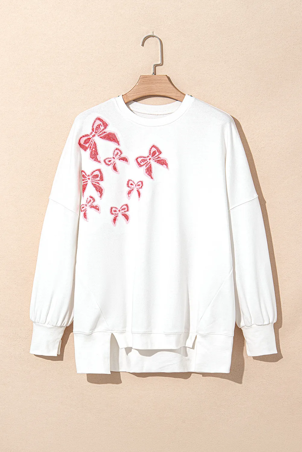 Bow Round Neck Long Sleeve Sweatshirt, image 2