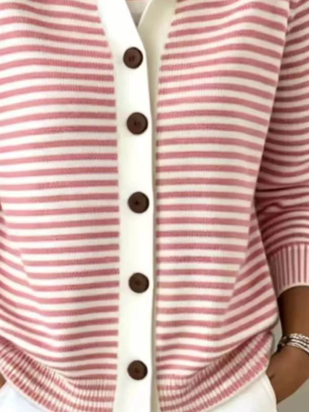 Full Size Striped Button-Down Knit Cardigan Plus Size, image 13