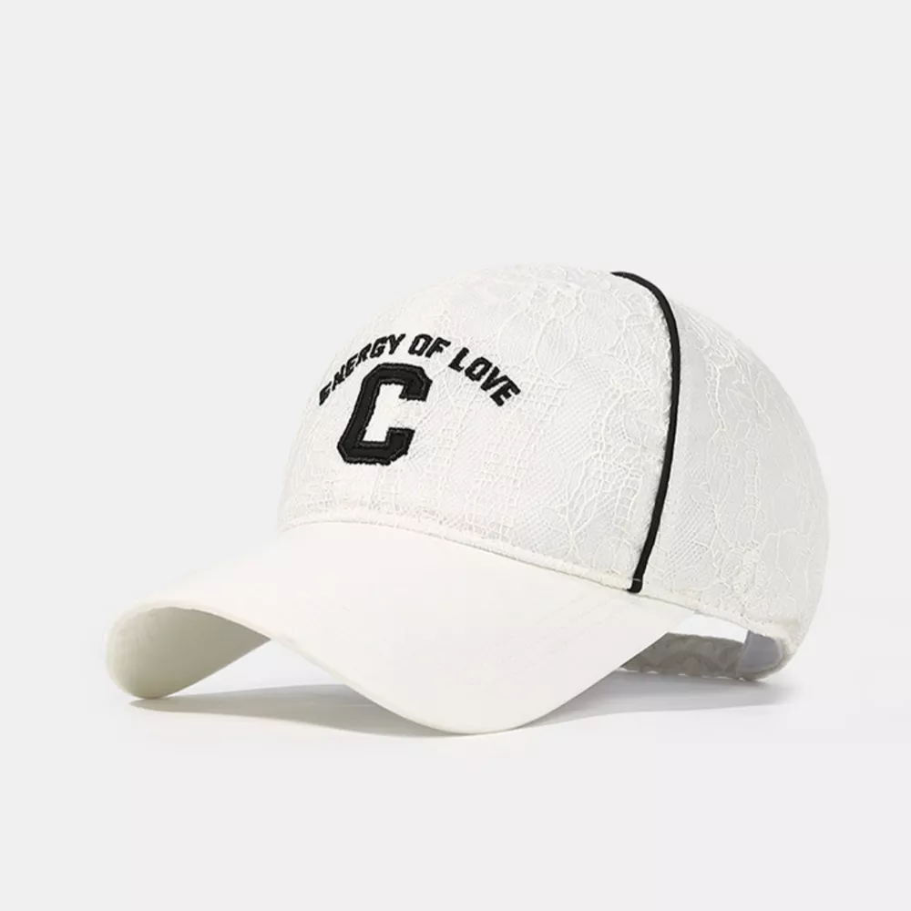Lace Baseball Cap with Embroidered Letter, image 3