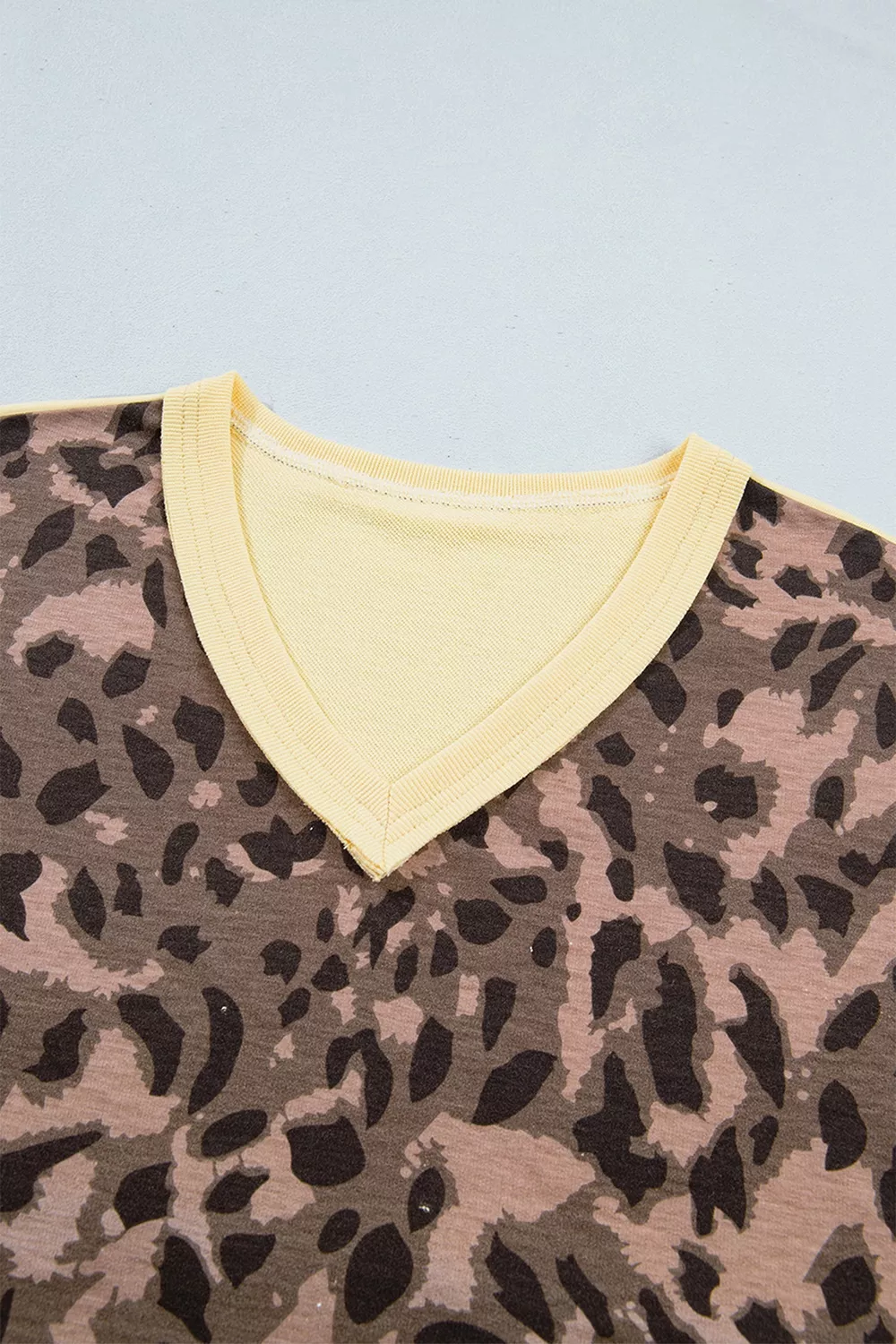 Leopard Print Long Sleeve V-Neck Top & Wide Leg Pant Set, image 7