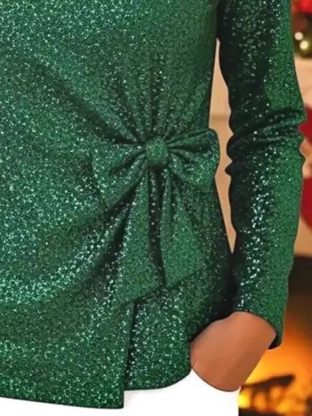 Full Size Sequin Bow-Knot Long Sleeve Top Plus Size, image 7