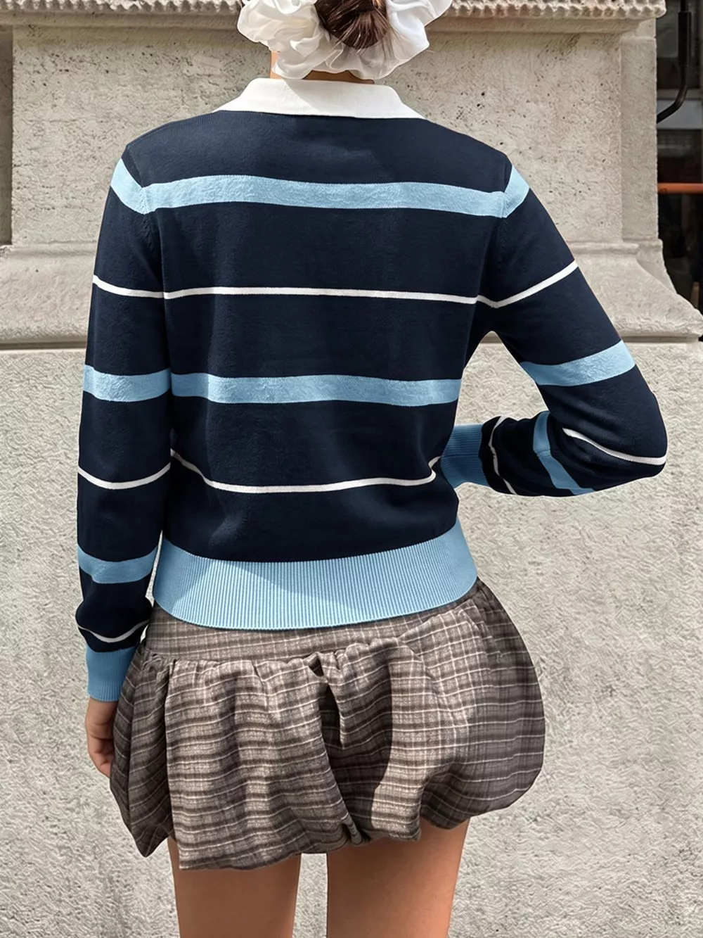 Striped Polo Collar Sweater, image 6
