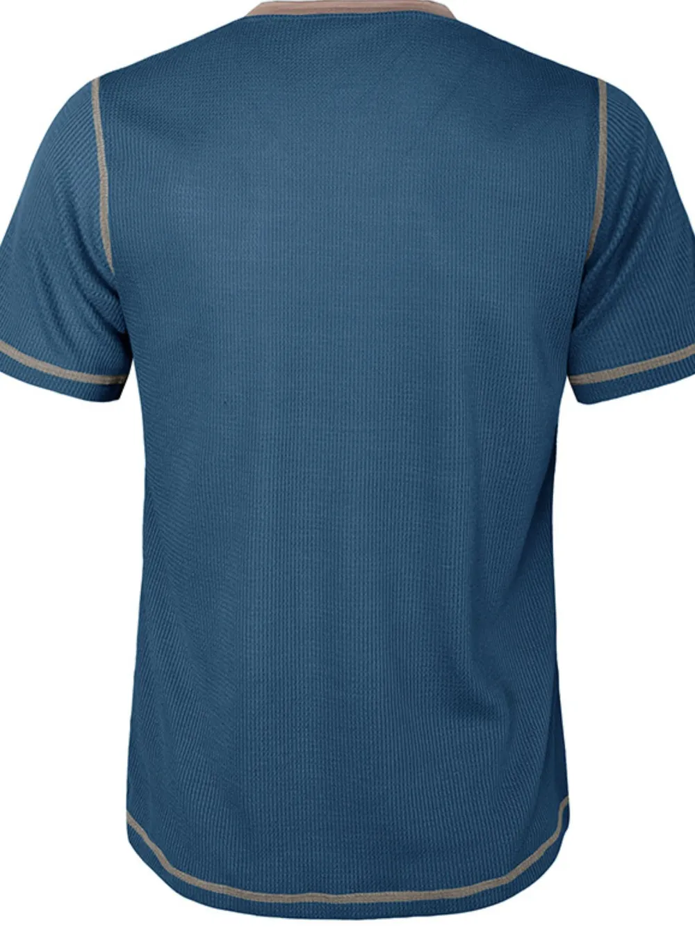 Men's Full Size Contrast Stitch Henley Polo Shirt Plus Size, image 5