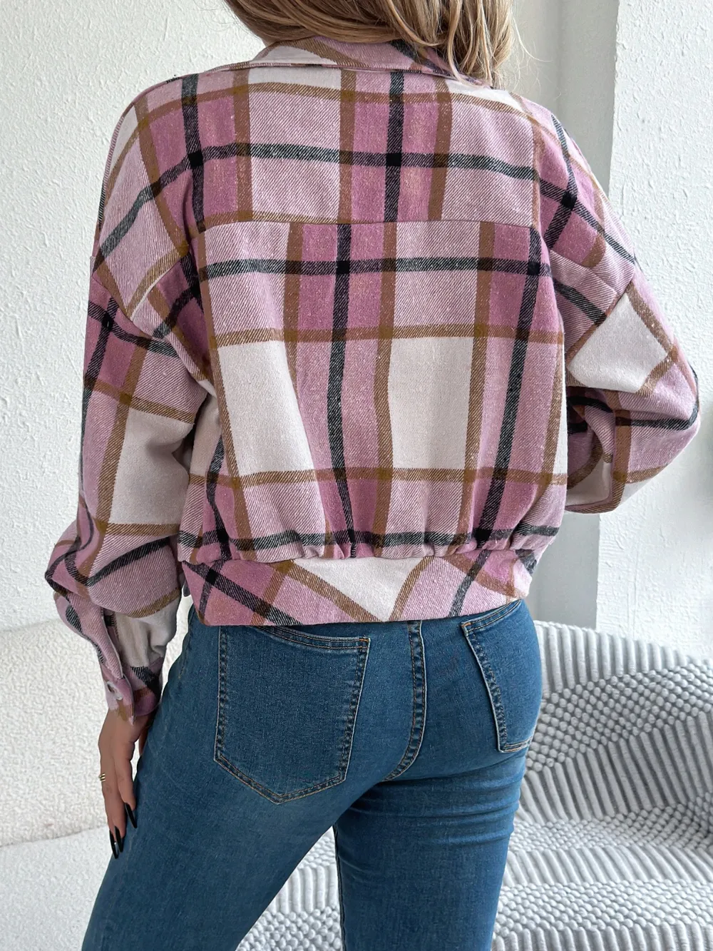 Plaid Button Up Long Sleeve Jacket, image 18