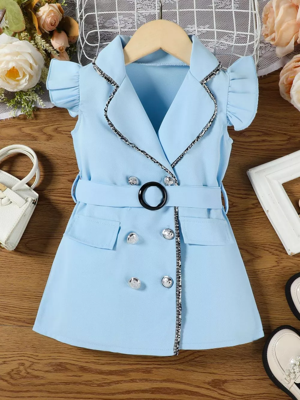 Children's Double Breasted Belt Dress, image 8