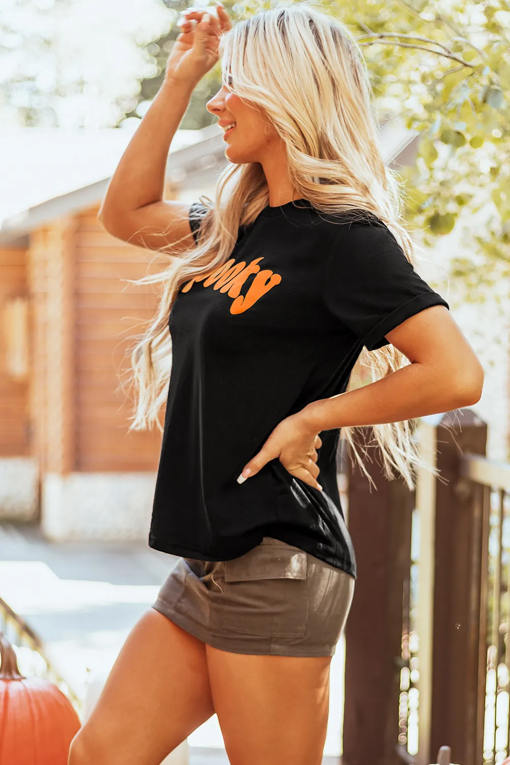 SPOOKY Round Neck Short Sleeve T-Shirt, image 3