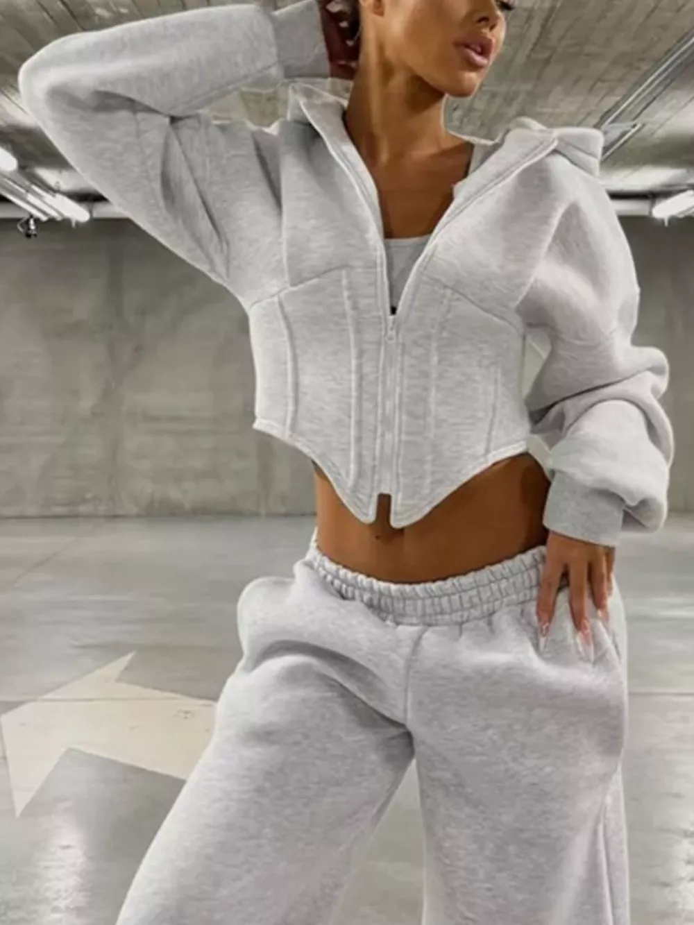 Zip-Up Cropped Hoodie