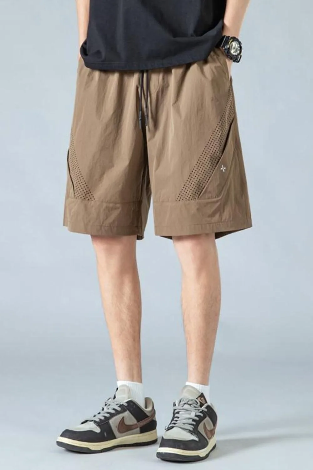 Men's Plus Size Mesh Panel Training Shorts with Drawstring Waist, image 4