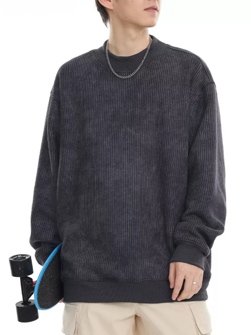 Men's Plus Size Round Neck Long Sleeve Sweatshirt, image 3
