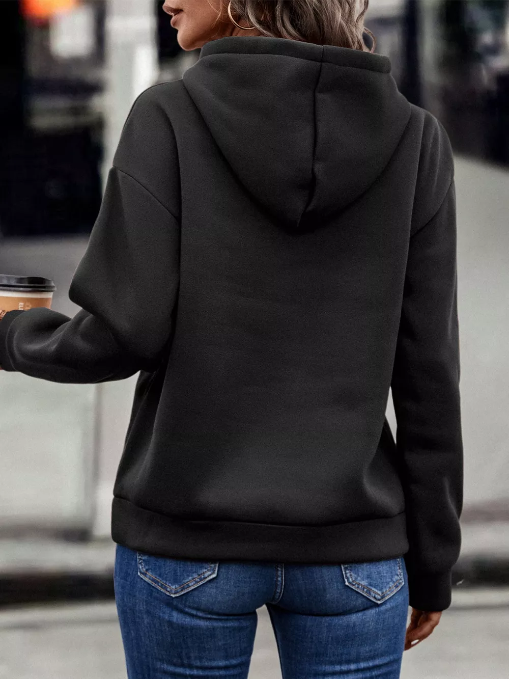 Fringe Detail Long Sleeve Drawstring Hoodie, image 5